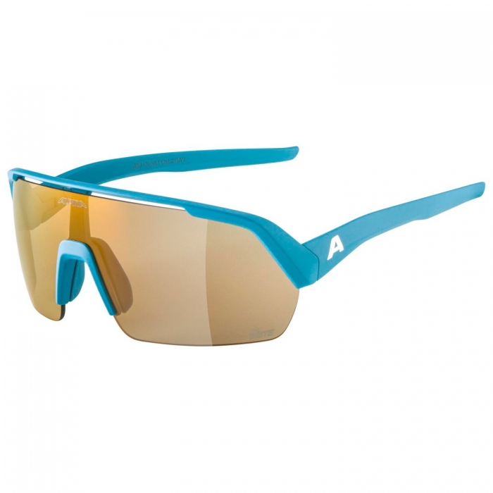 Очки солнцезащитные Alpina Turbo HR Q-Lite Smoke-Blue Matt/Gold mirror cat 2, Fogstop 
