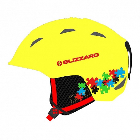 Зимний Шлем Blizzard 2018-19 Demon ski helmet junior, neon yellow/colorfull puzzles